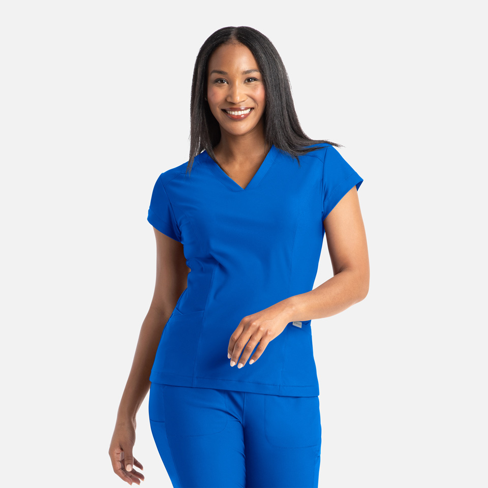 Embrace Banded V-Neck Top-Raley Scrubs