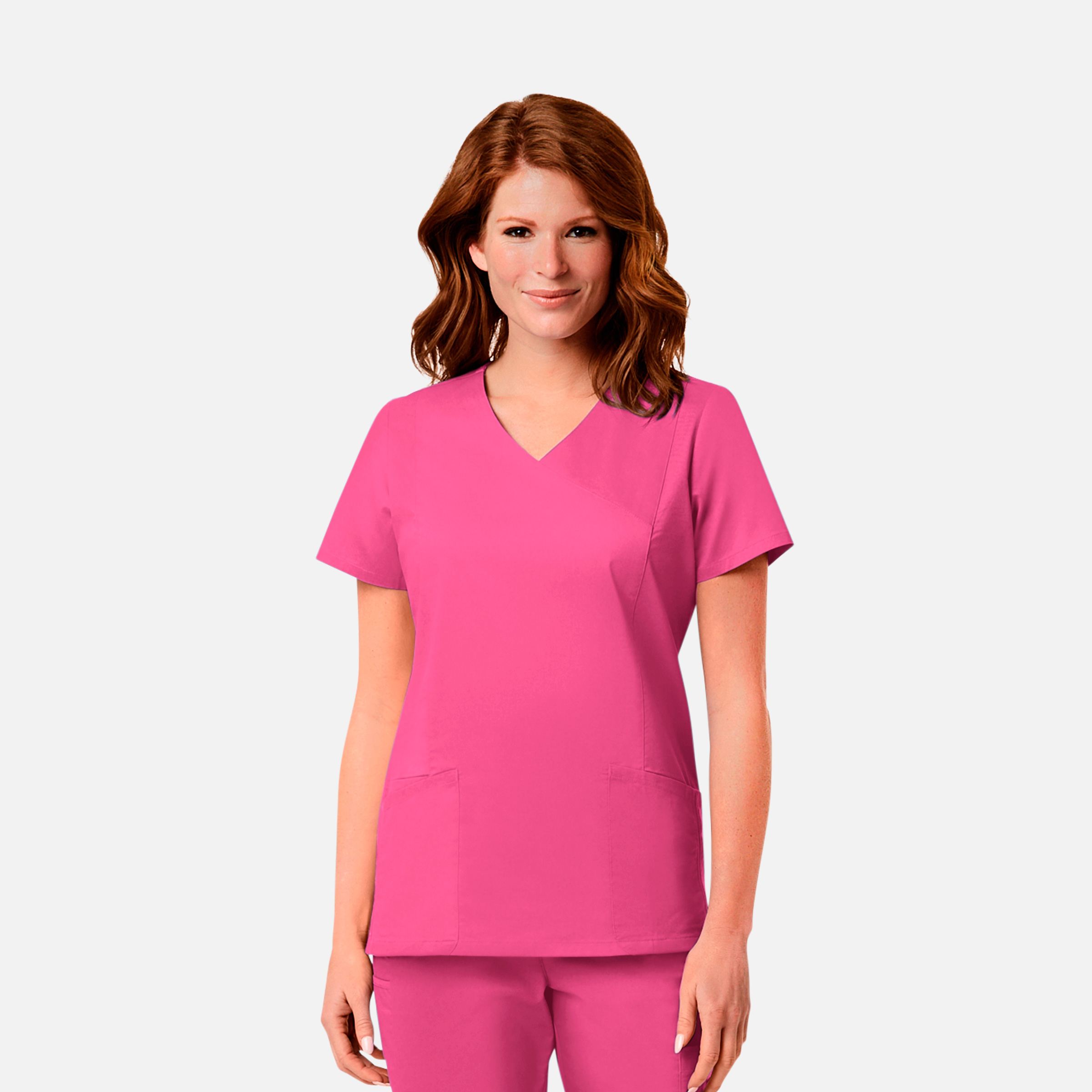 Maevn Blossom Signature Ladies Mesh Pocket Mock Wrap Top-Maevn
