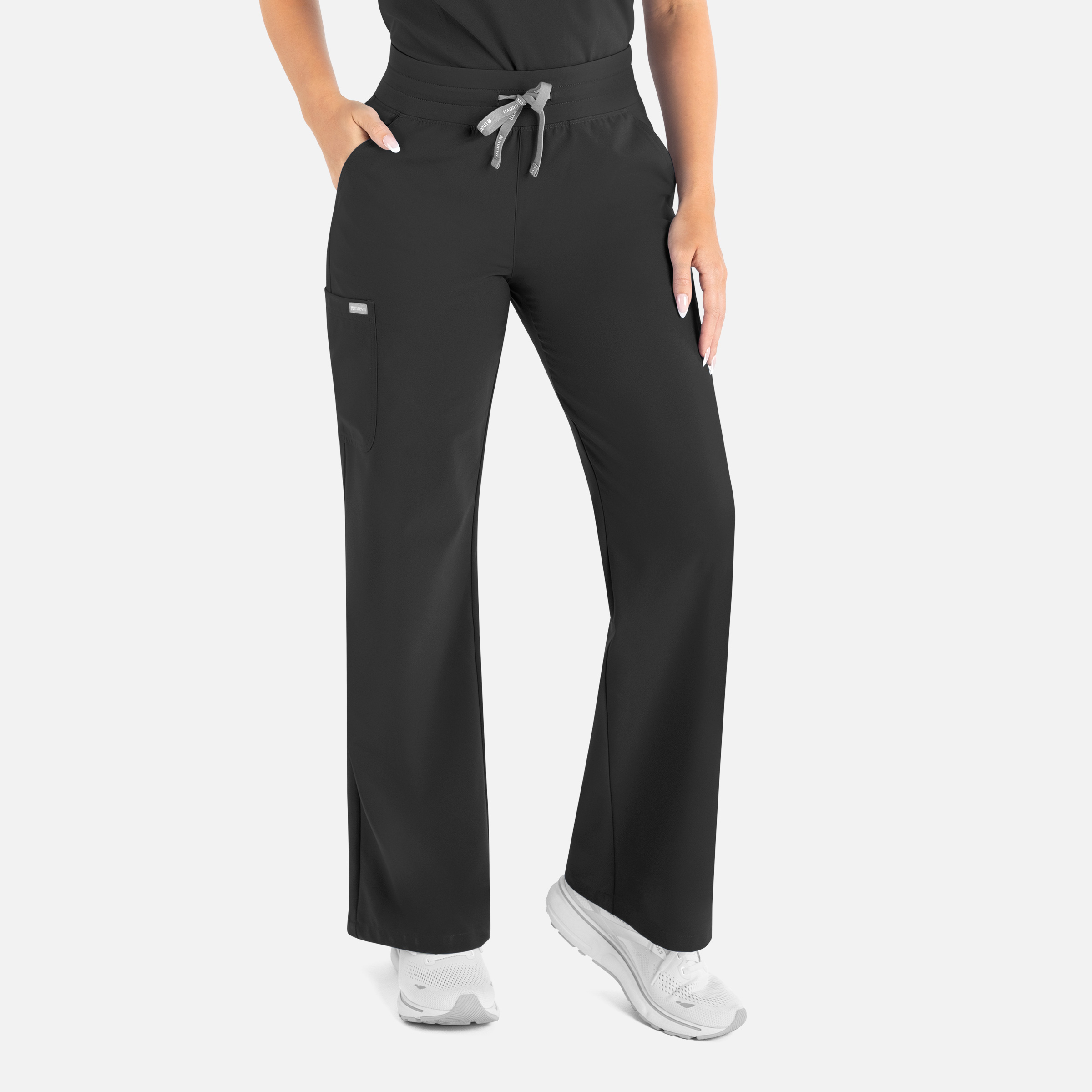 Women's High Waist Full Elastic Wide Leg Pant in Black